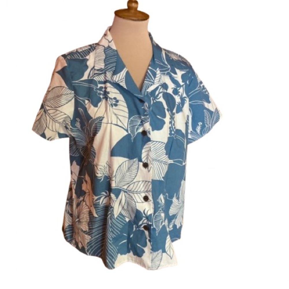 Vtg 90s Blue Hawaiian Shirt